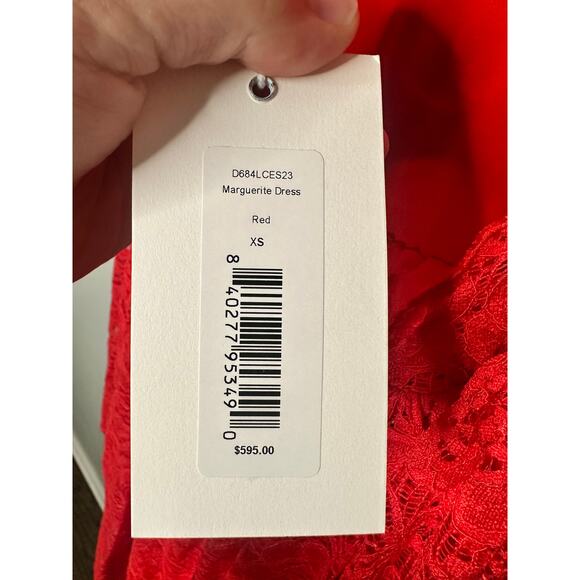 NWT Caroline Constas Red Marguerite Lace Overlay Open Back Mini Dress Size XS - Picture 12 of 15